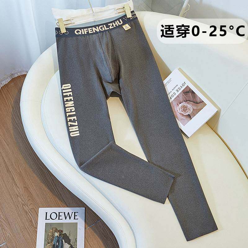 加绒加厚男士保暖裤秋冬季男生秋裤德绒发热无痕打底裤棉裤毛绒裤