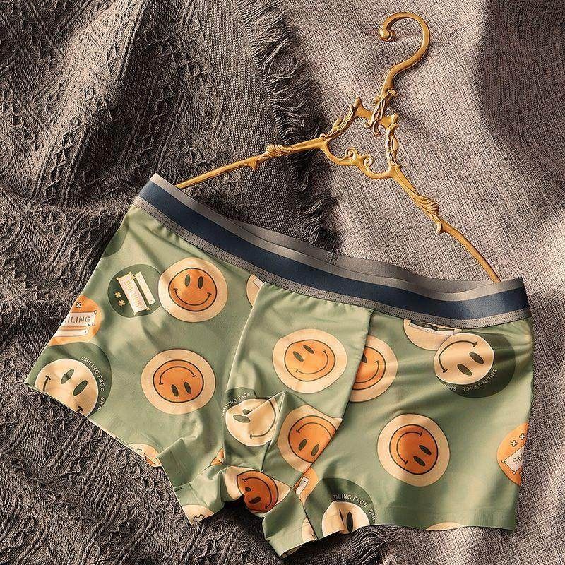个性笑脸男士内裤男夏季凉感冰丝平角裤短裤头男生卡通印花四角裤,运动服/休闲服装,运动内裤,淘宝优惠券,粉丝福利购,淘宝优惠卷