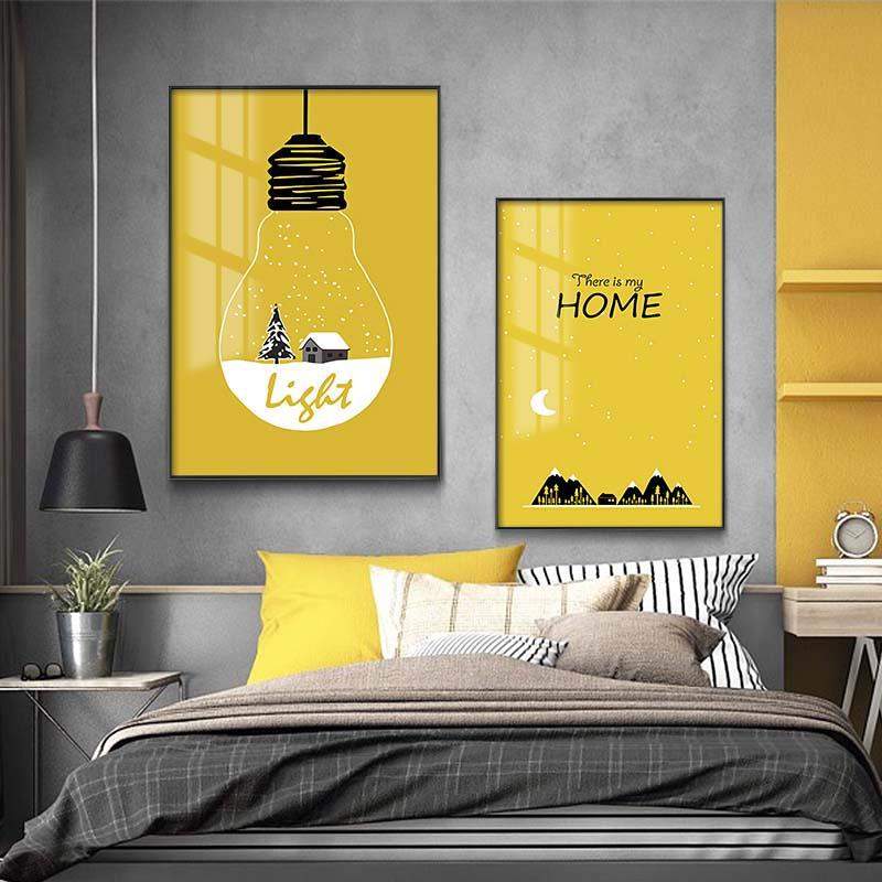 儿童房墙面装饰画男孩女孩卧室床头挂画简约温馨卡通晶瓷壁画图片