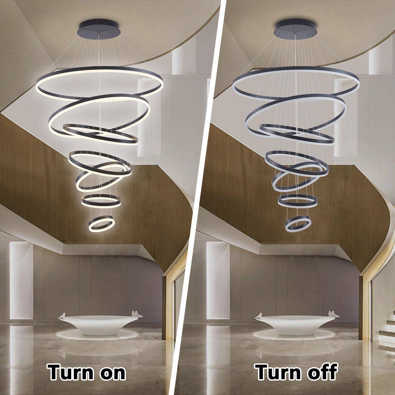 现代LED餐客厅简约大气卧室吊灯圆环灯