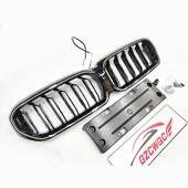 适用于宝马5系后期G30发光中网G30G38双线亮黑带LED灯条前脸格栅