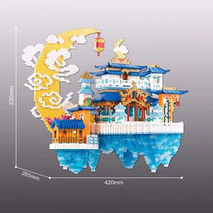 伟力YZ080广寒宫积木玩具月宫小颗粒拼装建筑中国风拼插创意玩具