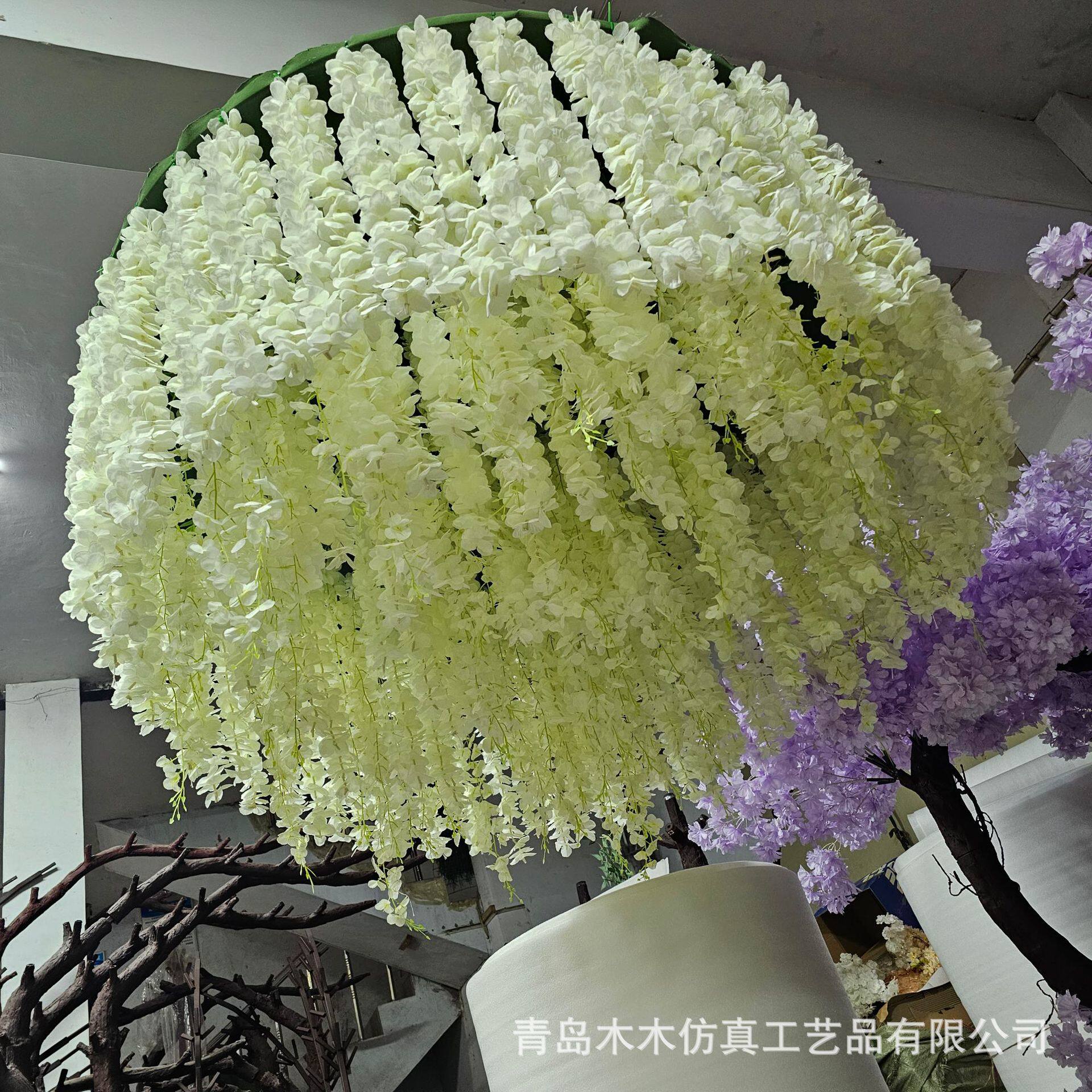 吊顶装饰仿真紫藤花藤条人造假花吊花客厅紫藤婚庆豆花140*60