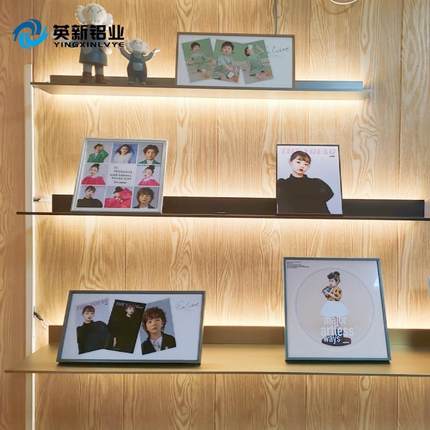 02铝合金置物架内置LED灯层板书架酒架金属隔板高档收纳