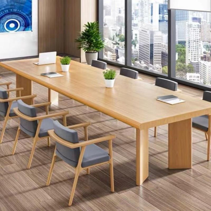 北欧实木会议桌长桌简约现代培训接待桌办公室办公桌洽谈桌椅组合
