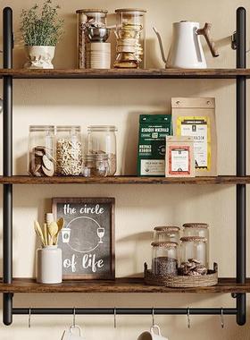 墙上书架浮动壁挂式厨房架毛巾架浴室卧室客厅管道架客厅装饰黑色