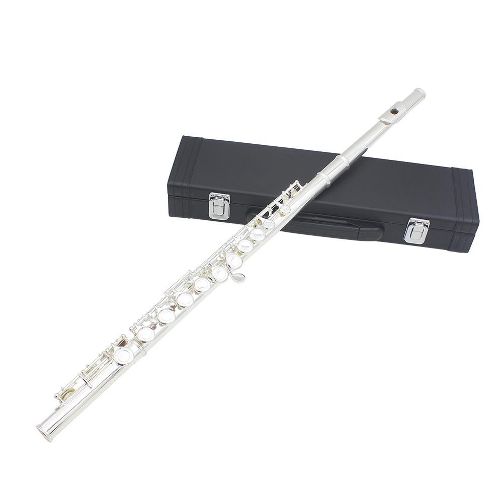 SLADE16孔长笛皮盒E键C调白铜管体镀镍长笛学生成人西洋笛子