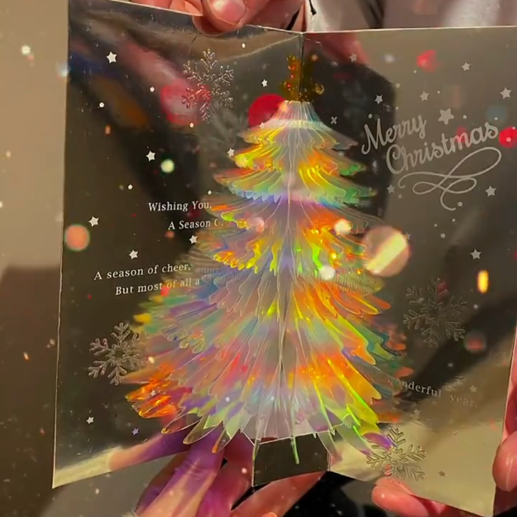 闪闪发光的圣诞树贺卡超浪漫