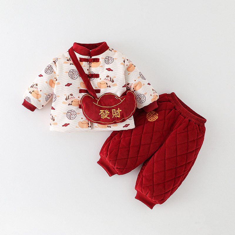 婴儿过年喜庆衣服冬季夹棉宝宝
