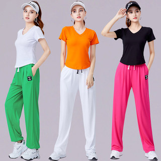 广场舞套装夏季新款女短袖运动健身跳舞衣服健身操服装鬼步舞演出