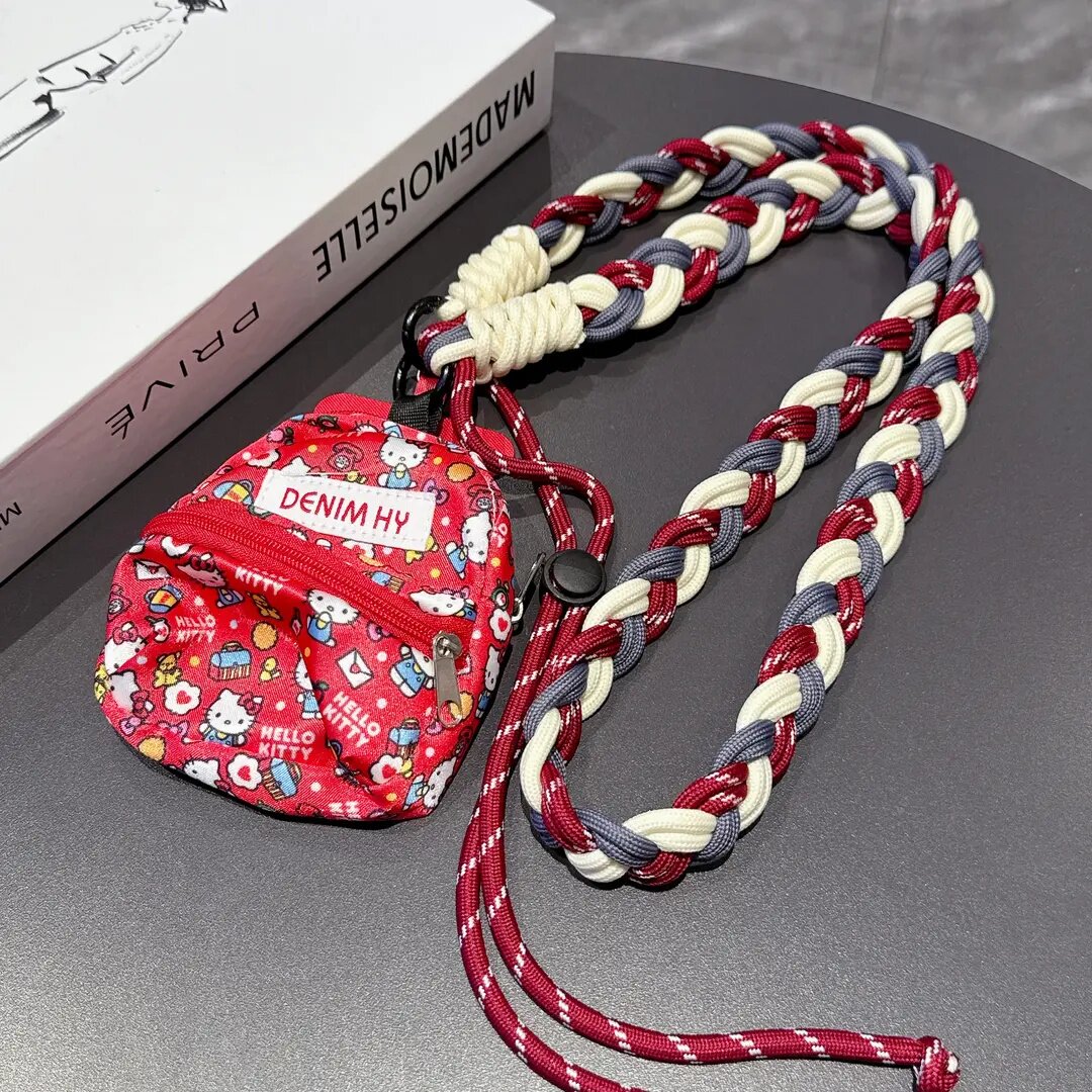 时尚撞色加粗手机挂绳长款斜挎可调节肩背创意口红零钱包户外防丢