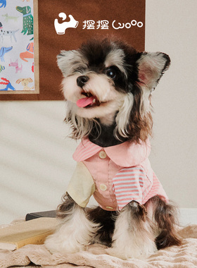 摆摆Wooo「东闻闻西闻闻条纹纹衬衫」粉黄|宠物秋冬时尚写真家居