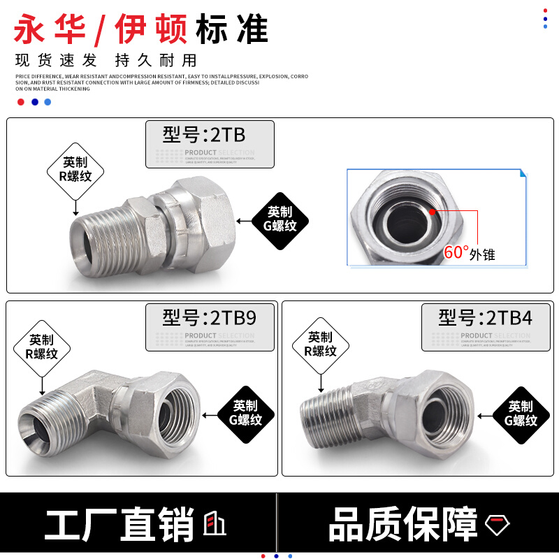。碳钢活接2TB9-SP标准直角英制锥管外螺纹2TB直通60度外锥管接头
