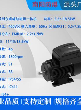 EMR系列永磁辅助磁阻一体机功率：2.2～18.5W电机极数：4p