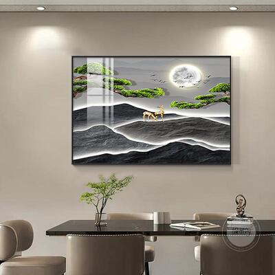 迎客松新中式茶室装饰画时运享通办公室壁画大气客厅画背景墙挂画