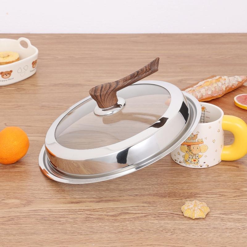 不锈钢锅盖加高拱形家用炒锅盖子32CM30cm34钢化玻璃盖炒锅盖圆形