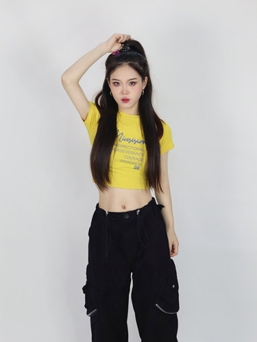 美式紧身上衣t恤辣妹露脐T恤