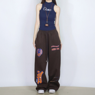 嘻哈爵士舞街头0685 显瘦宽松美式 大佬街舞潮牌原创涂鸦运动裤 卫裤