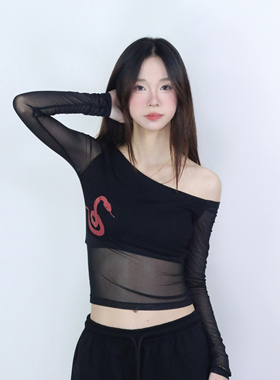 【灵蛇起舞】大佬街舞潮牌春夏新品网纱拼接辣妹上衣修身显瘦5010