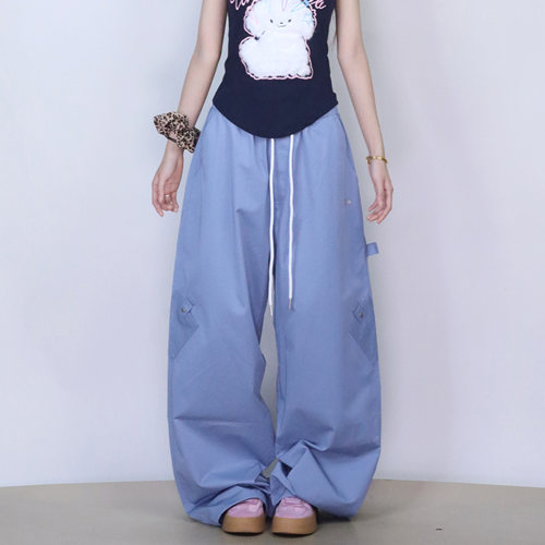 美式简约直筒松紧工装裤2733