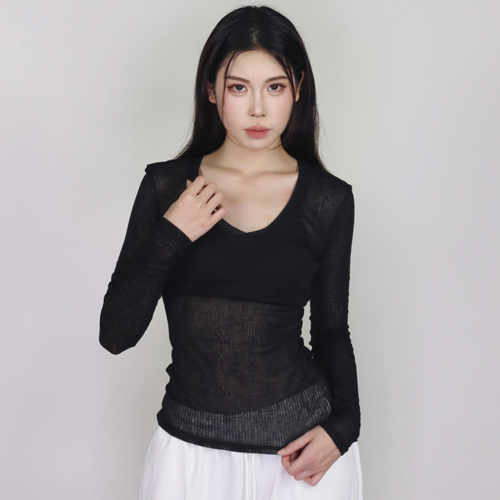 打底微透百搭镂空T恤纯欲