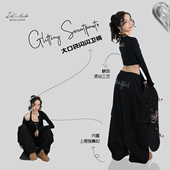 大佬街舞潮牌原创闪闪烫钻卫裤 大口袋直筒5760 jazz辣妹显瘦休闲裤