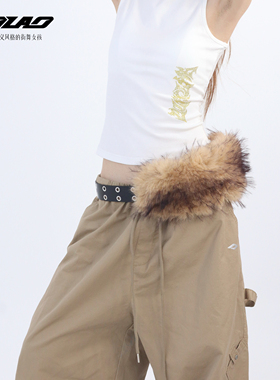 大佬街舞潮牌毛毛腰封腰带jazz腰链兔毛辣妹腰搭休闲舞蹈68680