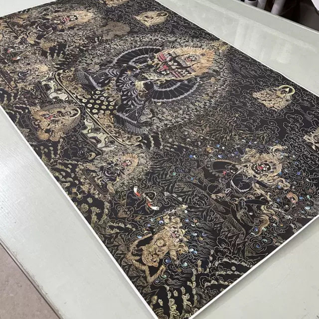 大威德金刚唐卡复古书画字画真迹微喷仿古国画线稿装裱横幅装饰画