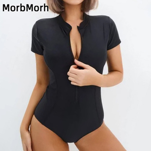 专业训练竞速泳衣女游泳馆专用2024新款胖mm大码运动连体泳装短袖