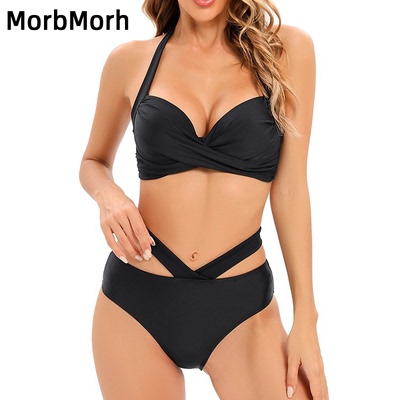 复古大码大胸钢托聚拢高腰比基尼