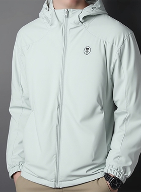 361男装绒里风衣专柜正品2025冬季新款防风连帽保暖加绒外套4603