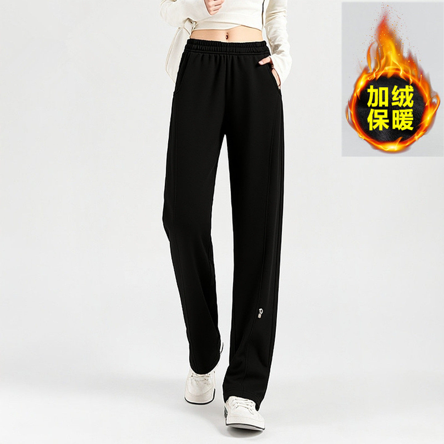 361女裤针织长裤专柜正品2025冬季新款含棉散口加绒运动裤9703N