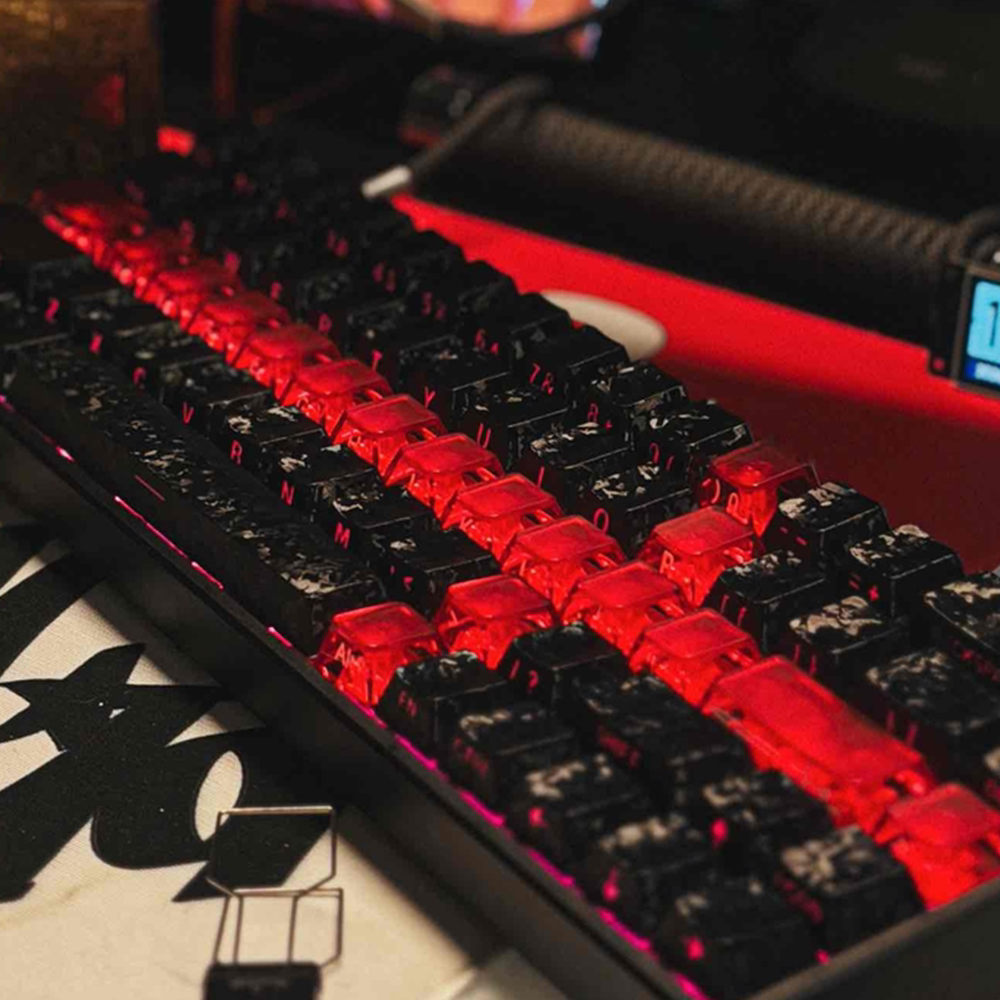 XVX碳纤维纹2.0键帽锻碳纹侧刻字符透光原厂磁轴机械键盘帽ev63