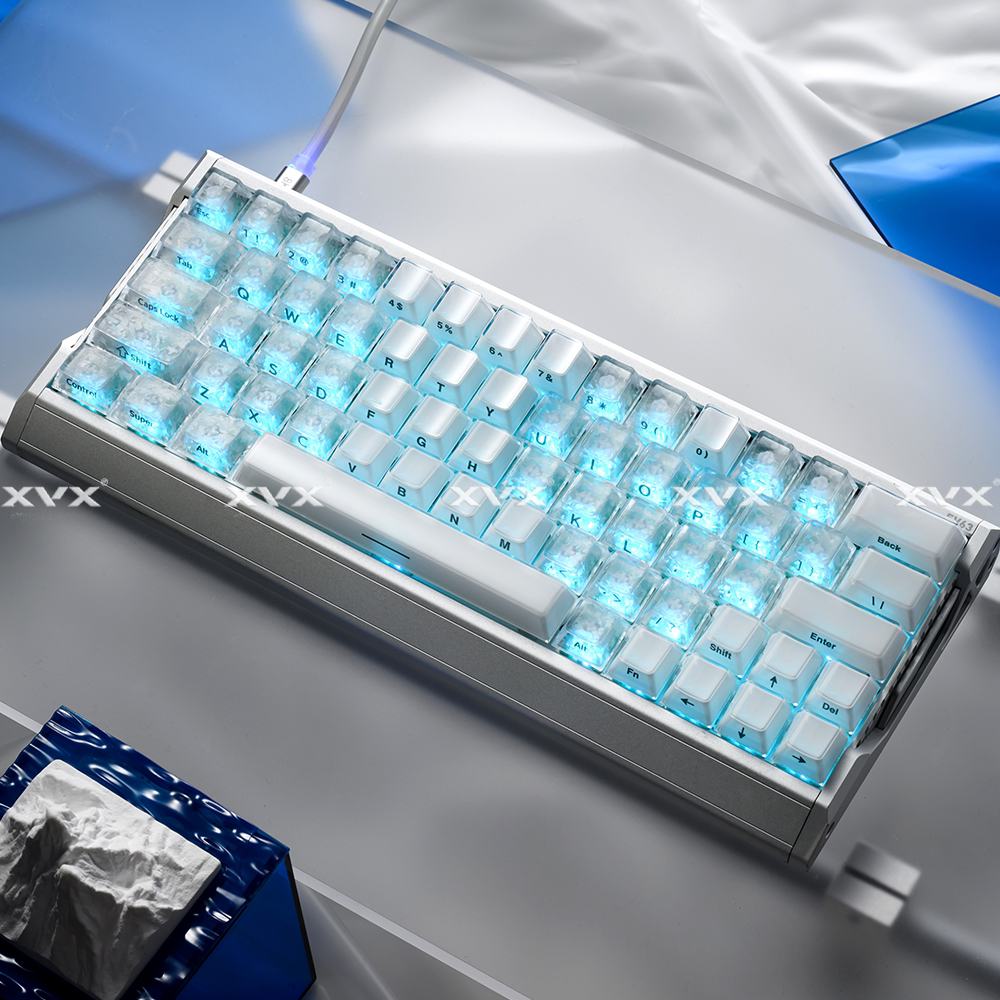 XVX冰川水键帽碳纤维冰碳西湖水雾透侧刻原厂机械磁轴键盘帽EV63