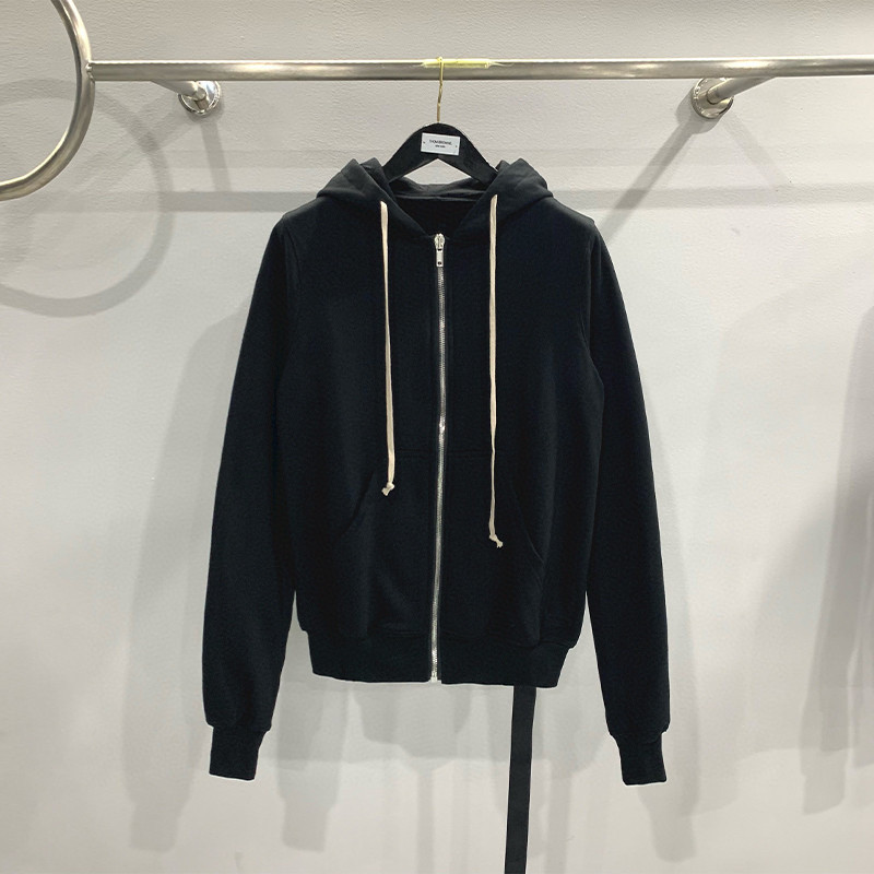 thumbnail for Autumn and winter new European and American dark RO style couples men's and women's solid color versatile zipper cardigan hooded sweatshirt jacket