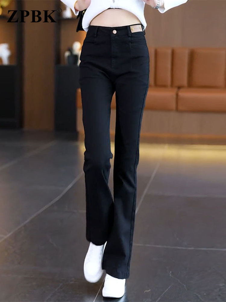 小个子黑色直筒牛仔裤女2025秋冬新款高腰显瘦修身垂感百搭马蹄裤