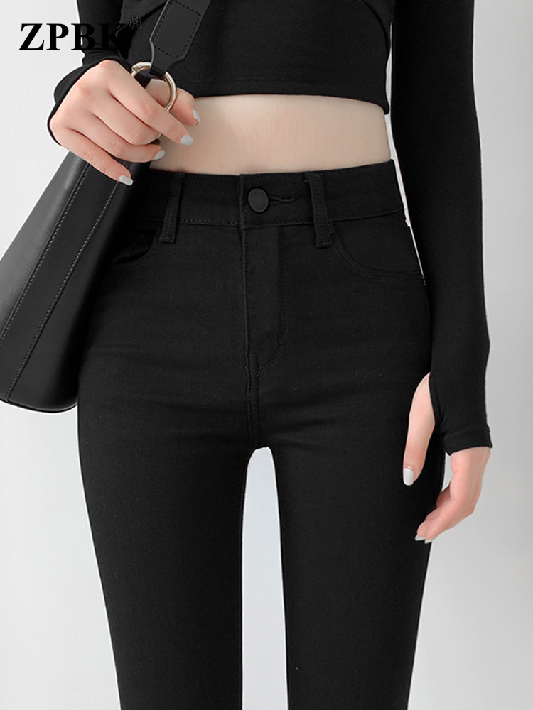 秋冬加绒加厚紧身牛仔裤女百搭显瘦小脚裤2025高腰百搭九分铅笔裤