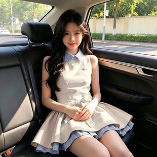 2026夏季新款超火韩系穿搭设计感超好看的收腰蓬蓬连衣裙D9270