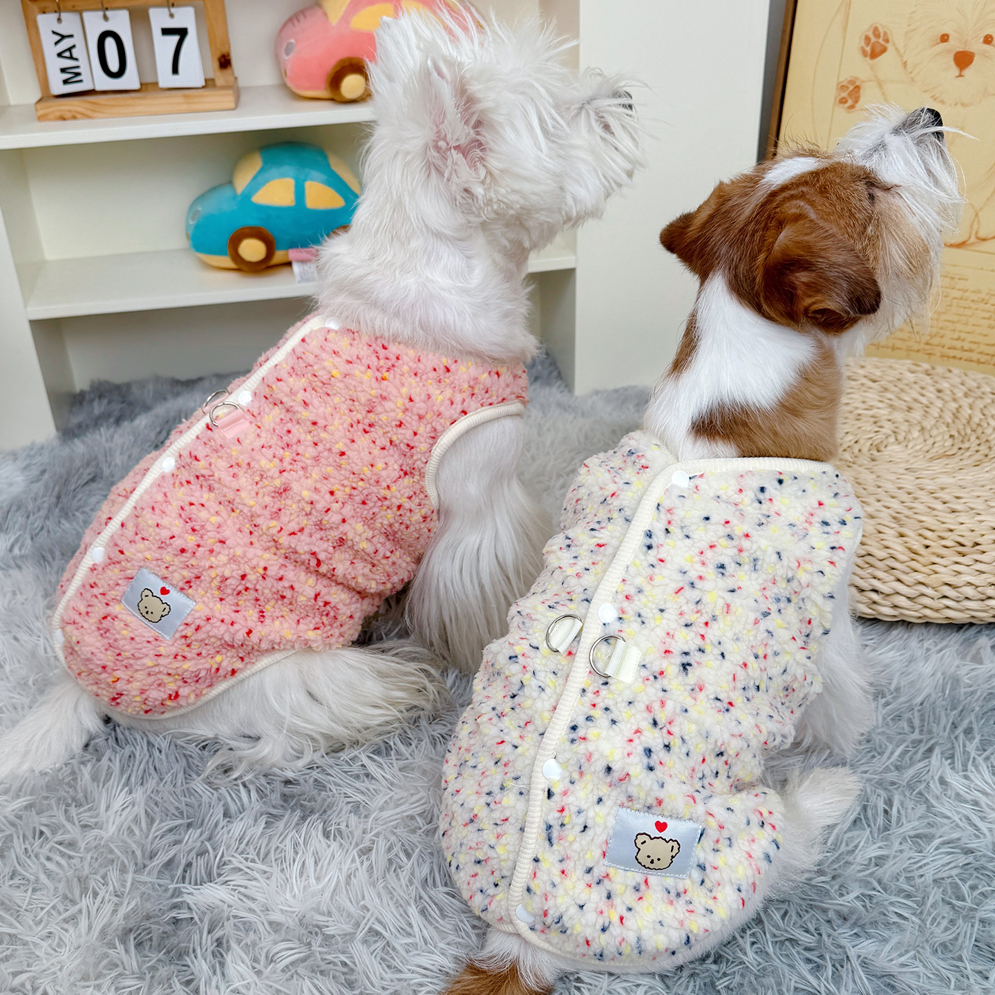 秋冬保暖绒衣狗狗猫咪后背牵引绳