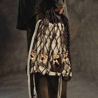 油蜡绳新中式民族手工编织斜挎包