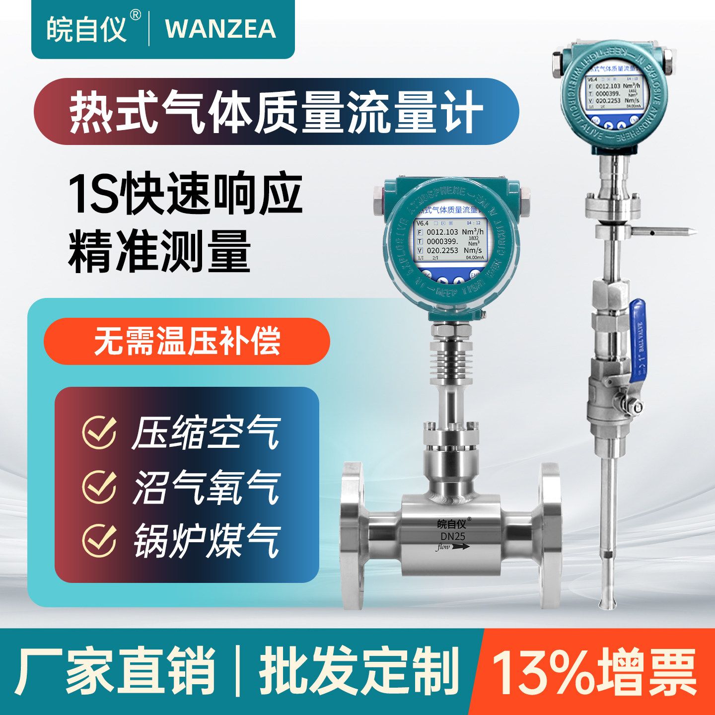 皖自仪热式气体质量流量计高精度图片