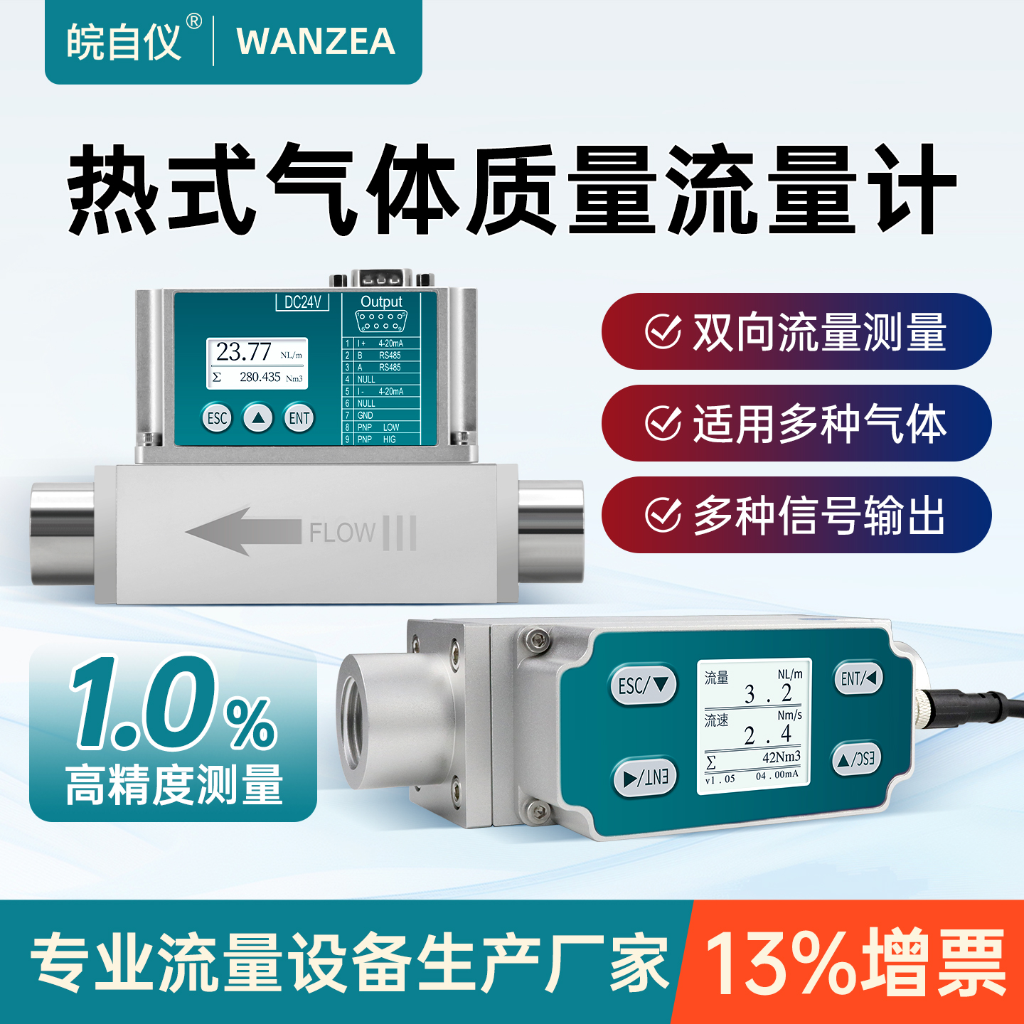 皖自仪微小热式气体质量流量计