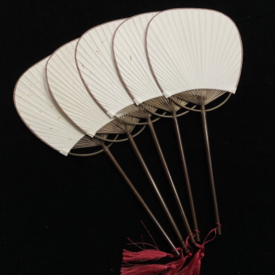 宣纸团扇空白宫扇双面可绘紫竹柄团扇工艺竹扇椭圆形宫扇包邮