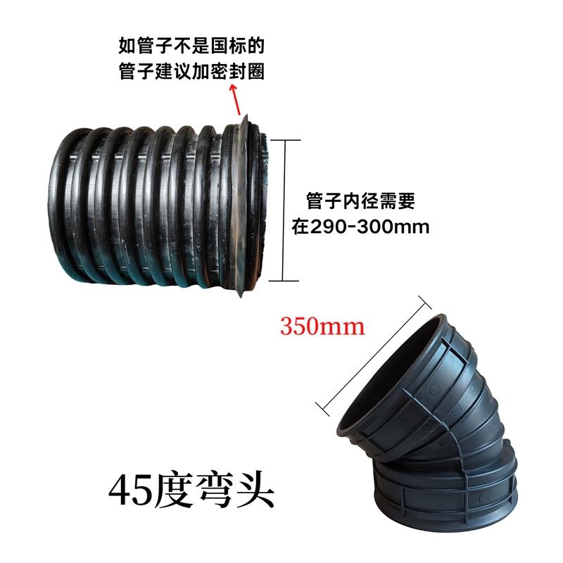 HDPE波纹管接头配件克拉管接头配件钢带管接头配件直接弯头三通90图片