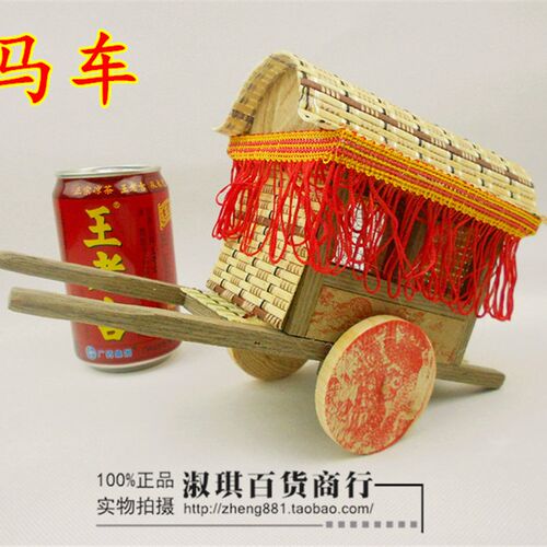 老辈怀旧手推车独轮车木制微型复古家庭装饰品小农具工艺品