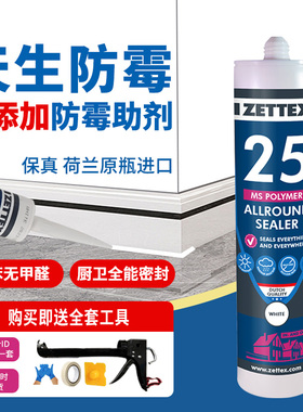 荷兰进口泽泰克MS25玻璃胶马桶封边防水防霉室内厨卫门窗密封胶