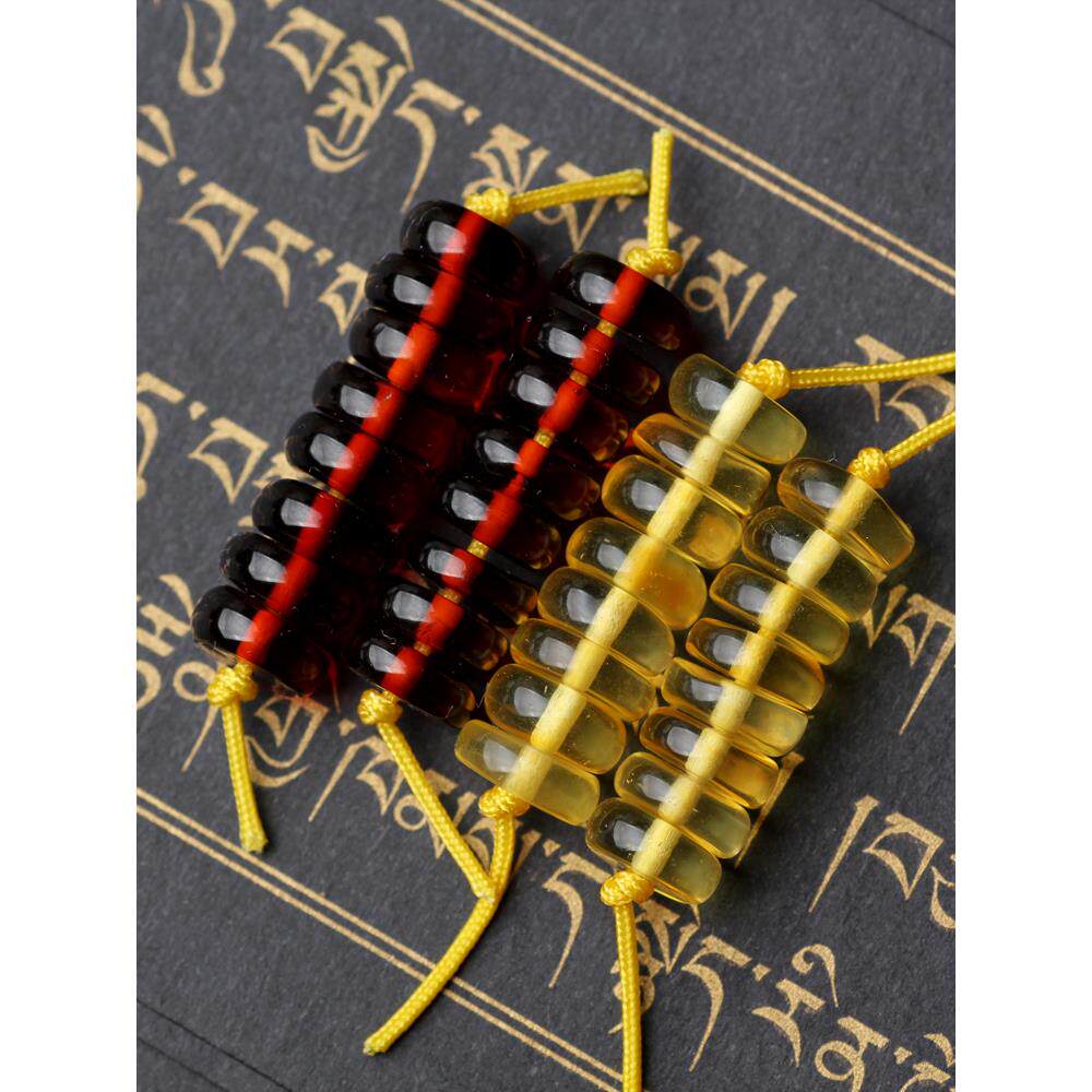 天然血珀隔片金珀垫片单颗琥珀蜜蜡算盘珠6配珠菩提配饰手串8散珠