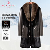 男士 梦特娇冬季 貉子毛领 皮草派克服羽绒外套保暖J 山羊皮水貂毛