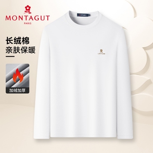 加绒加厚圆领长袖 男士 25冬季 T恤休闲保暖卫衣Z 梦特娇