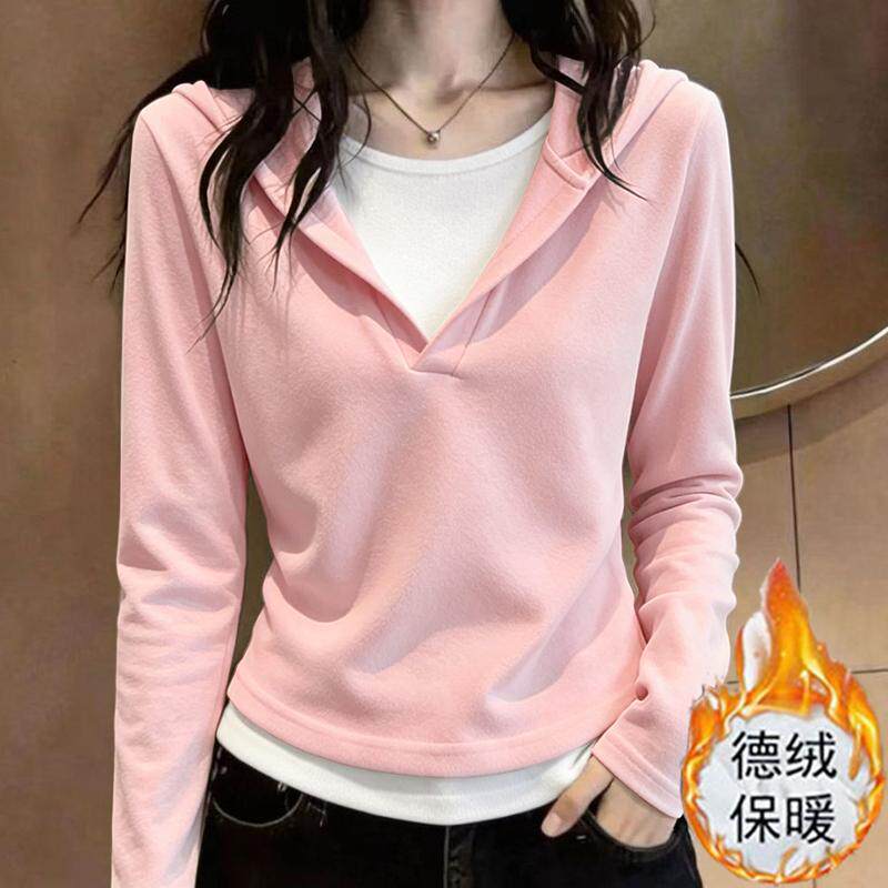 德绒保暖连帽长袖T恤秋冬新款设